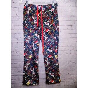 Looney Tunes Ugly Christmas Pajama Pants Mens Small Blue Red Plaid Loungewear